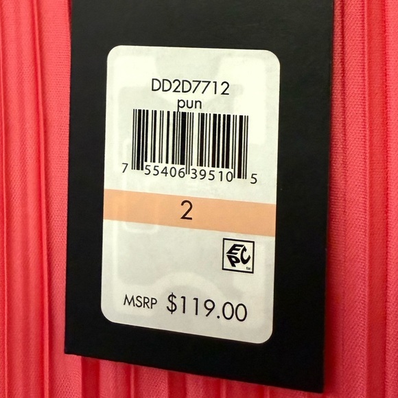 DKNY Women's Vibrant Pink PLEATED Midi Dress - Picture 6 of 7